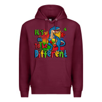 Burgundy it's ok to be different autism trex Premium Hoodie - Zillion Design Studio