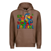 Chestnut it's ok to be different autism trex Premium Hoodie - Zillion Design Studio