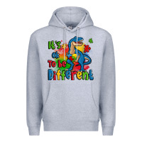 Heather Grey it's ok to be different autism trex Premium Hoodie - Zillion Design Studio