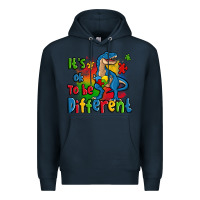 Navy it's ok to be different autism trex Premium Hoodie - Zillion Design Studio