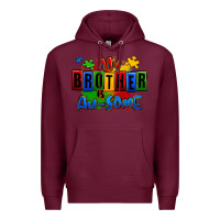 Burgundy my brother is ausome autism Premium Hoodie - Zillion Design Studio