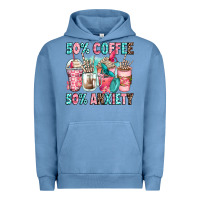Pigment Pebble Blue 50 coffee 50 anxiety coffee cups Urban Hoodie - Zillion Design Studio