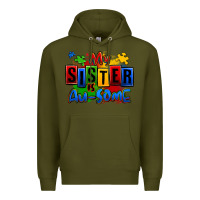 Army Green my sister is ausome autism Premium Hoodie - Zillion Design Studio