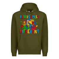 Army Green rawrsomely different autism trex Premium Hoodie - Zillion Design Studio