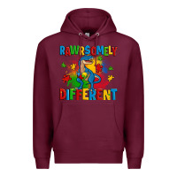 Burgundy rawrsomely different autism trex Premium Hoodie - Zillion Design Studio