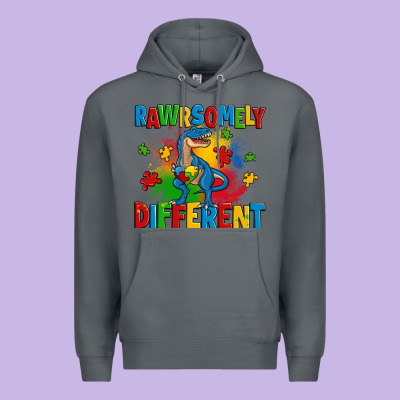 Rawrsomely Different Autism Trex Premium Hoodie Designed By Zillion Design Studio