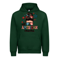 Forest Green all american mama messy bun Urban Hoodie - Zillion Design Studio