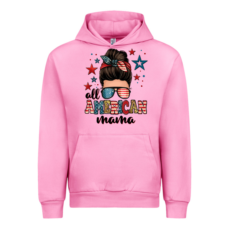 All American Mama Messy Bun Urban Hoodie by Zillion Design Studio | Teevron