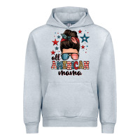 Heather Grey all american mama messy bun Urban Hoodie - Zillion Design Studio