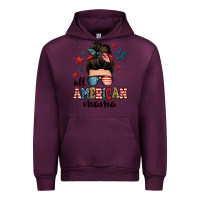Mauve Wine all american mama messy bun Urban Hoodie - Zillion Design Studio
