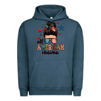 Pigment Midnight Navy all american mama messy bun Urban Hoodie - Zillion Design Studio