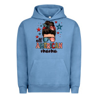 Pigment Pebble Blue all american mama messy bun Urban Hoodie - Zillion Design Studio