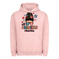 Pigment Salmon all american mama messy bun Urban Hoodie - Zillion Design Studio