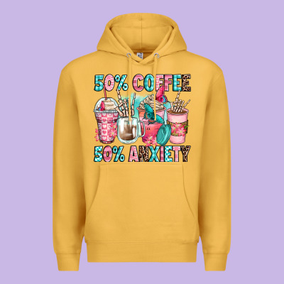 50 Coffee 50 Anxiety Coffee Cups Premium Hoodie Designed By Zillion Design Studio