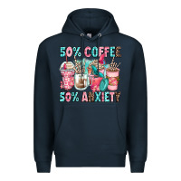 Navy 50 coffee 50 anxiety coffee cups Premium Hoodie - Zillion Design Studio