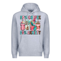 Heather Grey 50 coffee 50 anxiety coffee cups Premium Hoodie - Zillion Design Studio