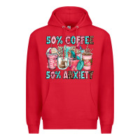 Red 50 coffee 50 anxiety coffee cups Premium Hoodie - Zillion Design Studio