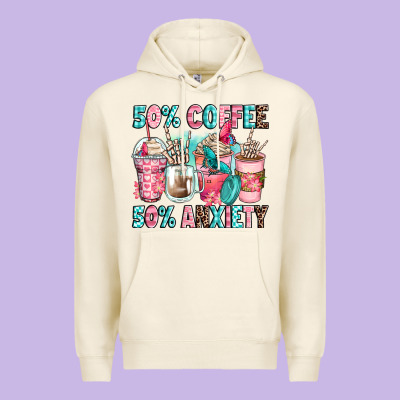 50 Coffee 50 Anxiety Coffee Cups Premium Hoodie Designed By Zillion Design Studio