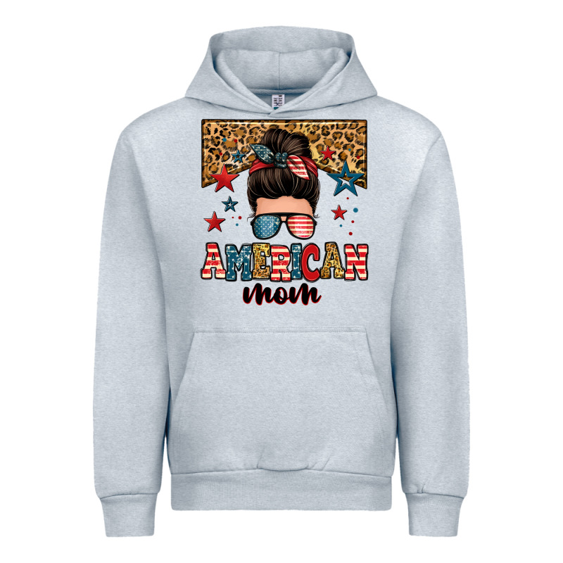 American Mom Junkie Messy Bun Urban Hoodie by Zillion Design Studio | Teevron
