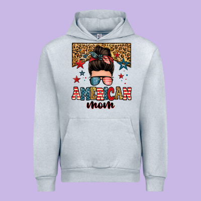 American Mom Junkie Messy Bun Urban Hoodie Designed By Zillion Design Studio