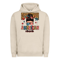 Pigment French Oak american mom junkie messy bun Urban Hoodie - Zillion Design Studio