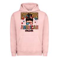 Pigment Salmon american mom junkie messy bun Urban Hoodie - Zillion Design Studio