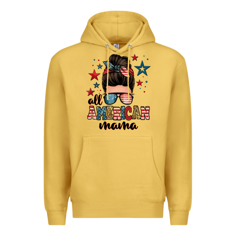 All American Mama Messy Bun Premium Hoodie by Zillion Design Studio | Teevron