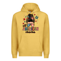 Antique Gold all american mama messy bun Premium Hoodie - Zillion Design Studio