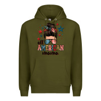 Army Green all american mama messy bun Premium Hoodie - Zillion Design Studio