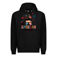 Black all american mama messy bun Premium Hoodie - Zillion Design Studio