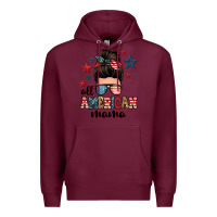 Burgundy all american mama messy bun Premium Hoodie - Zillion Design Studio