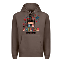 Coffee all american mama messy bun Premium Hoodie - Zillion Design Studio