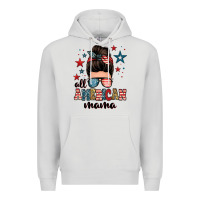 Dove Grey all american mama messy bun Premium Hoodie - Zillion Design Studio