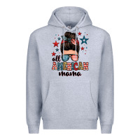 Heather Grey all american mama messy bun Premium Hoodie - Zillion Design Studio
