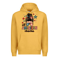 Mustard all american mama messy bun Premium Hoodie - Zillion Design Studio