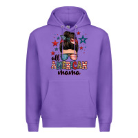 Purple all american mama messy bun Premium Hoodie - Zillion Design Studio