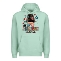 Seafoam all american mama messy bun Premium Hoodie - Zillion Design Studio
