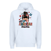 White all american mama messy bun Premium Hoodie - Zillion Design Studio