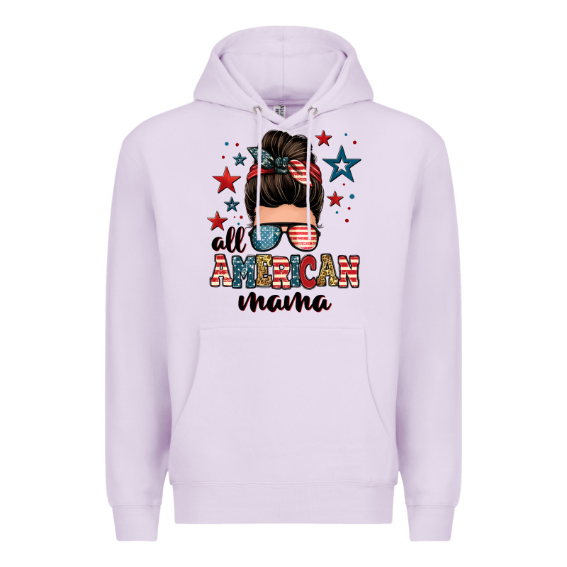 All American Mama Messy Bun Premium Hoodie by Zillion Design Studio | Teevron