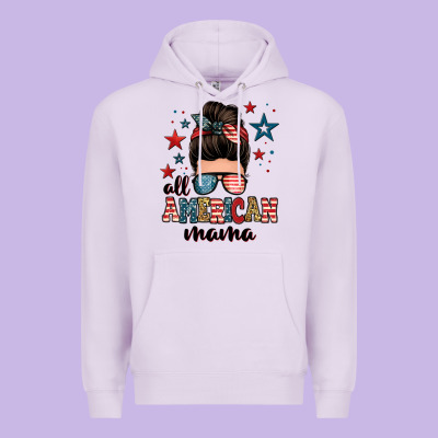 All American Mama Messy Bun Premium Hoodie Designed By Zillion Design Studio
