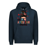 Navy all american mama messy bun Premium Hoodie - Zillion Design Studio