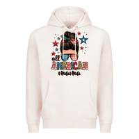 Pale Pink all american mama messy bun Premium Hoodie - Zillion Design Studio