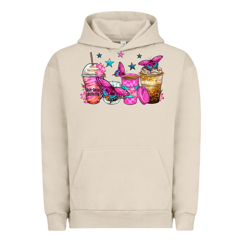 Antisocial Butterfly Coffee Cups Urban Hoodie by Zillion Design Studio | Teevron