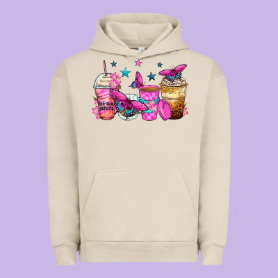 Antisocial Butterfly Coffee Cups Urban Hoodie Designed By Zillion Design Studio