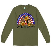 Army Green god bless america  rainbow Long Sleeve Tee - BarkalooDesign