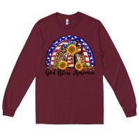 Burgundy god bless america  rainbow Long Sleeve Tee - BarkalooDesign