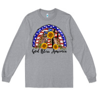 Heather Grey god bless america  rainbow Long Sleeve Tee - BarkalooDesign