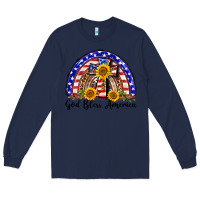 Navy god bless america  rainbow Long Sleeve Tee - BarkalooDesign