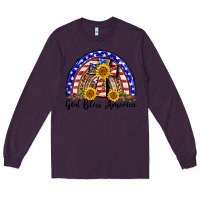 Plum god bless america  rainbow Long Sleeve Tee - BarkalooDesign