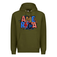 Army Green america lightning bolt Premium Hoodie - Zillion Design Studio